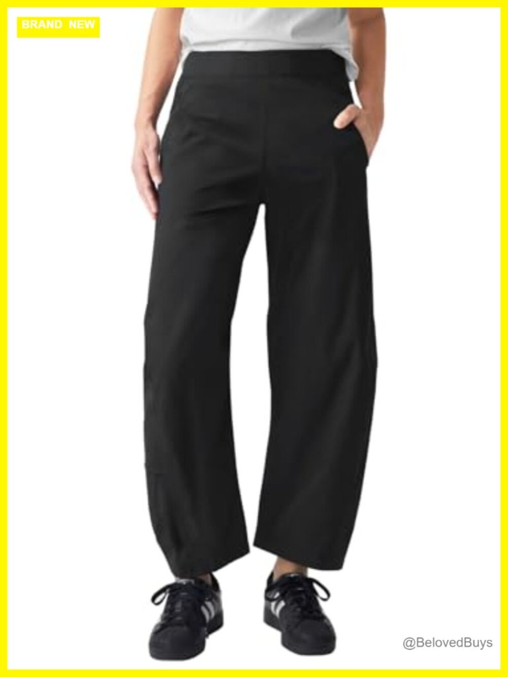Women's Elastic Waist Ankle Pants Tapered Barrel Travel Trousers Quick Dry